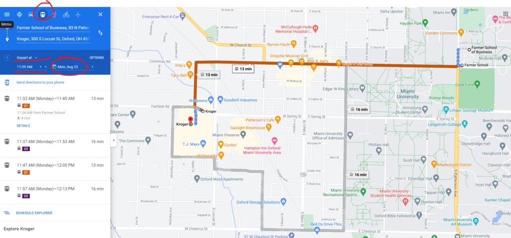 google maps with transit directions
